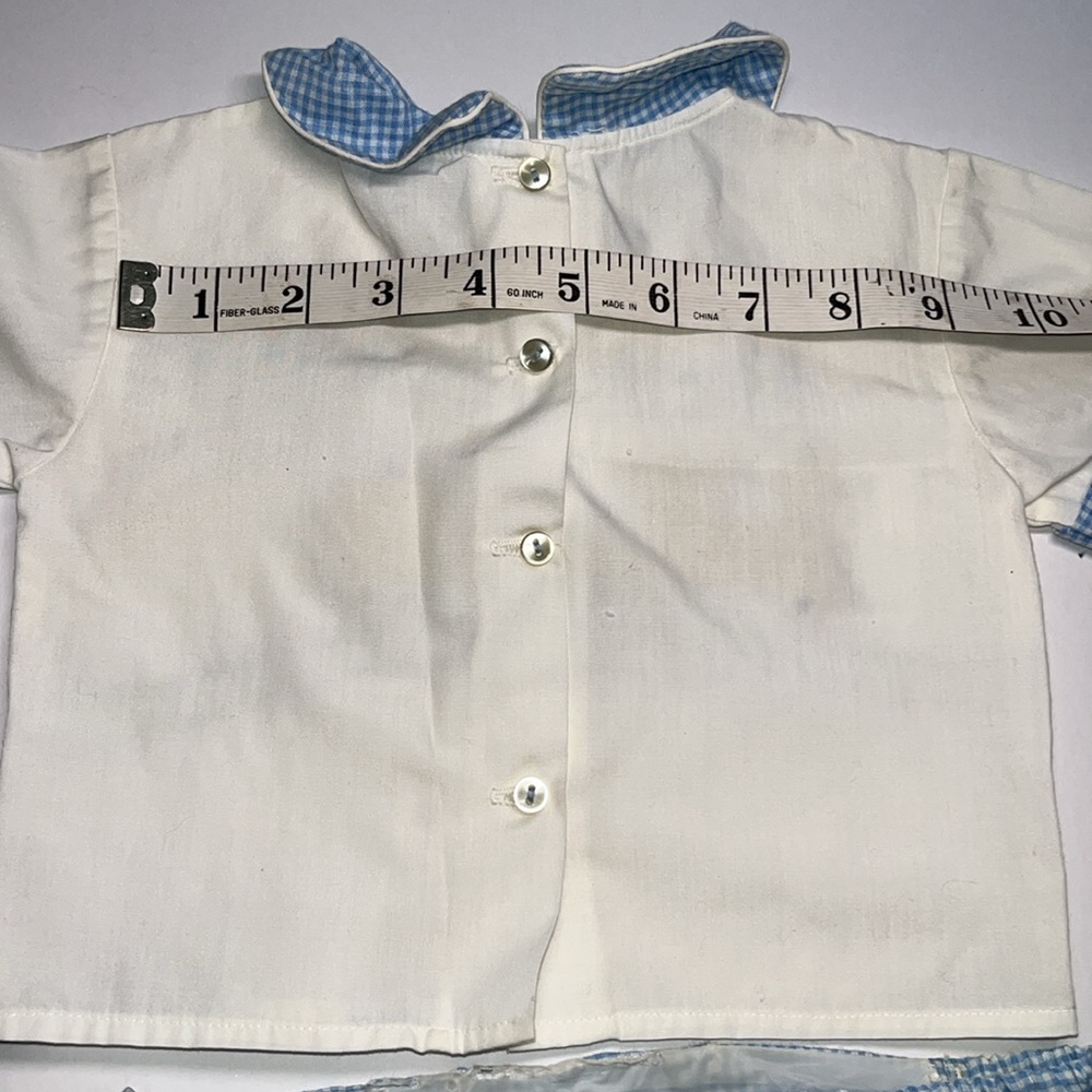 Precious vintage 1950s Going to Grandmas Blue and White check baby Outfit Set - Picture 12 of 15